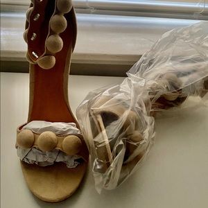 Beige suede upper heels